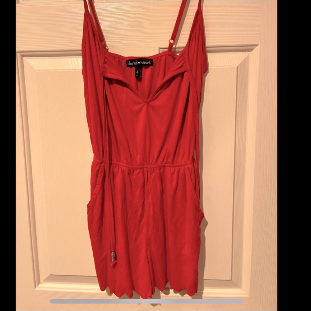 Dark coral/red romper super soft with pockets